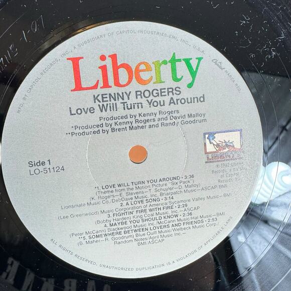 Vintage 1982 Kenny Rogers Love Will Turn You Around LP Vinyl Record - Picture 9 of 9